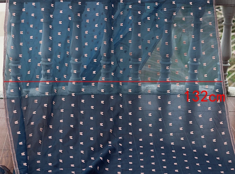 Высококачественная синяя кружевная ткань из органзы с вышивкой кружево в стиле