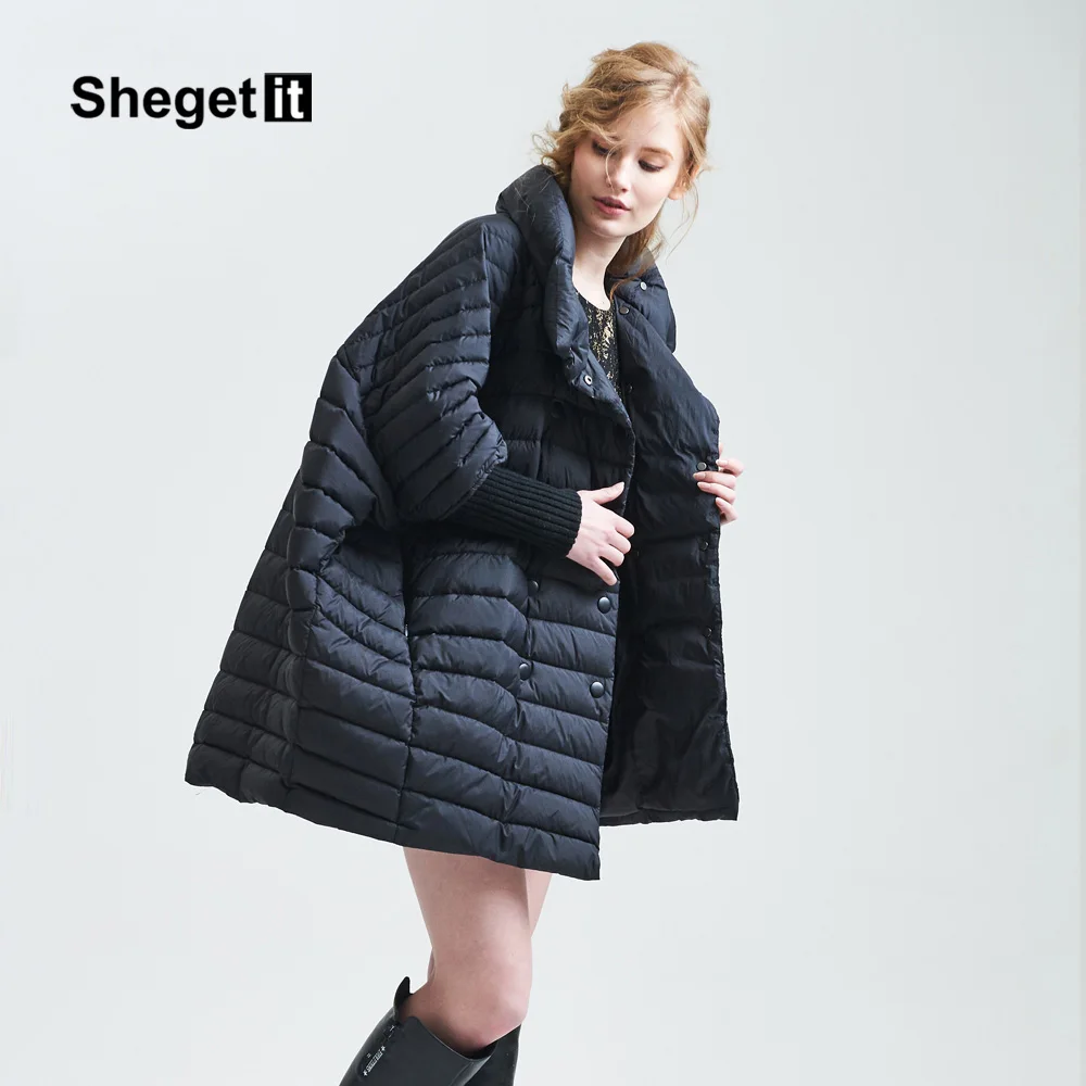 Shegetit Для женщин Пуховик парка Новинка 2017 года зима теплая Легкая куртка плащ