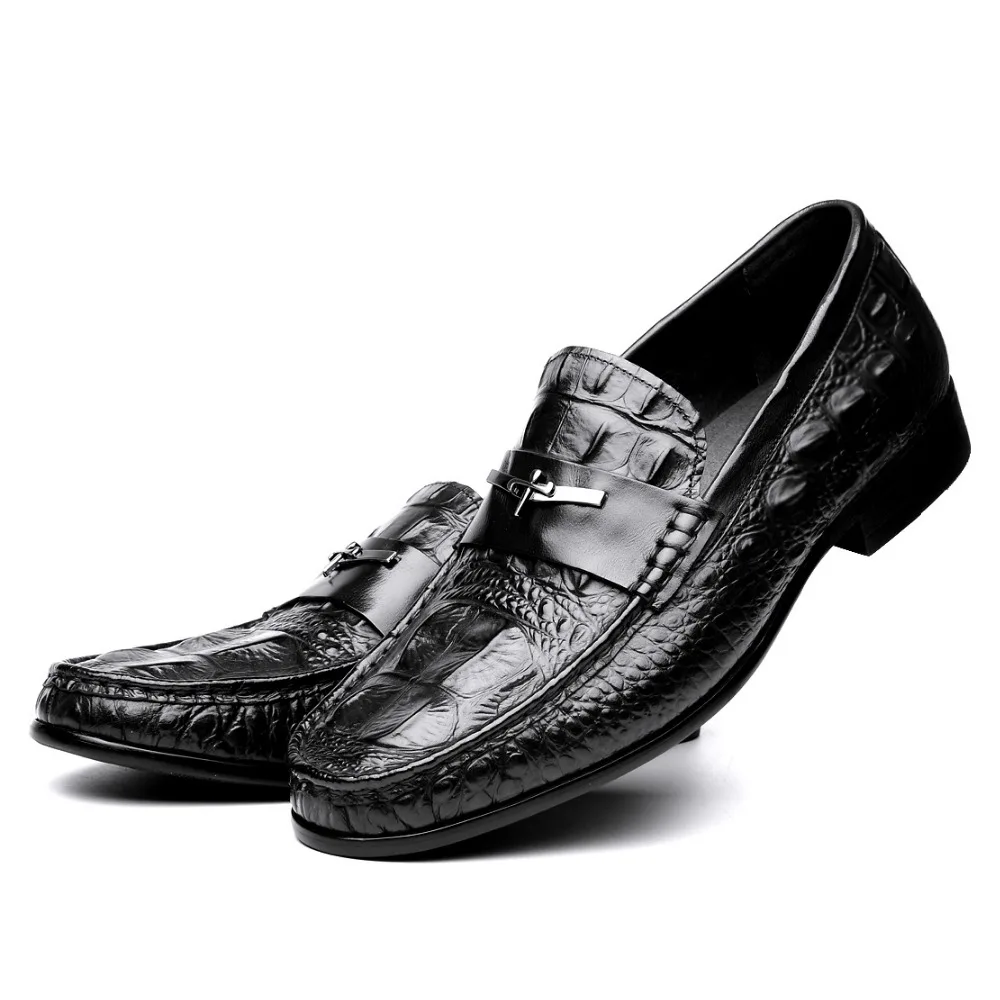 Туфли мужские классические из 2019 натуральной крокодиловой кожи без застежки на