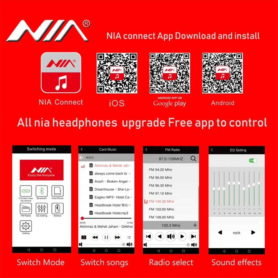 NIA Q1 Накладные наушники Bluetooth с управлением через приложение Micro SD/TF карта FM Радио Аудио вход для ПК мобильных телефонов игр