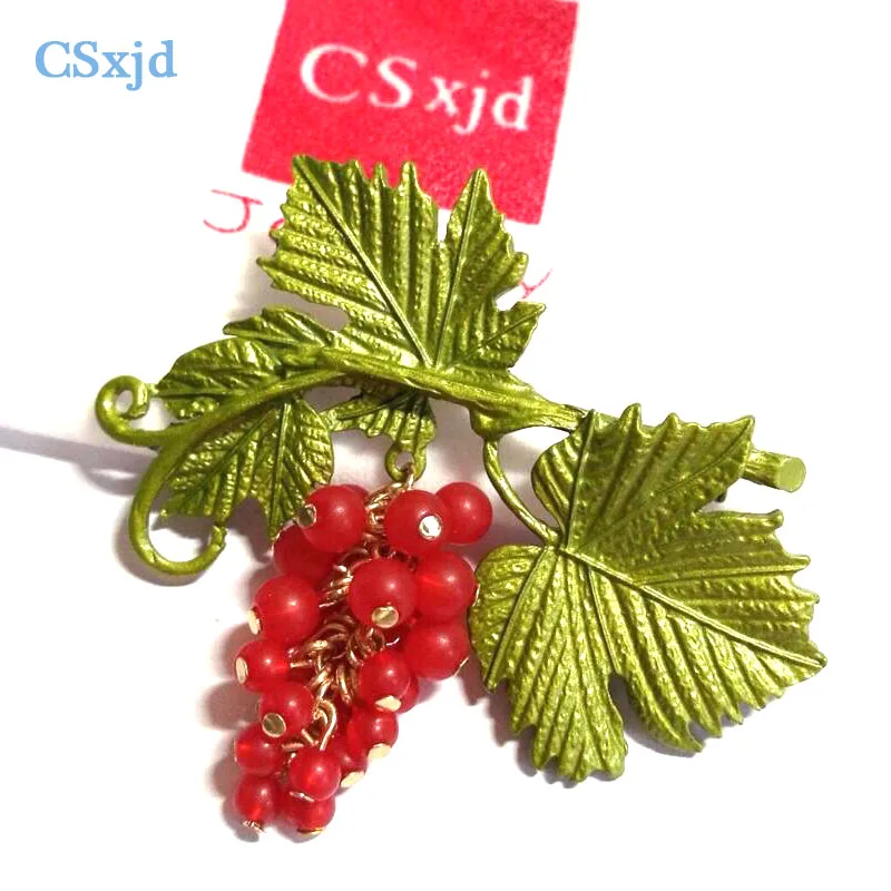 CSxjd Vintage Brooch Acrylic purple grape green leaf branches colorful brooches ladies pins | Украшения и аксессуары