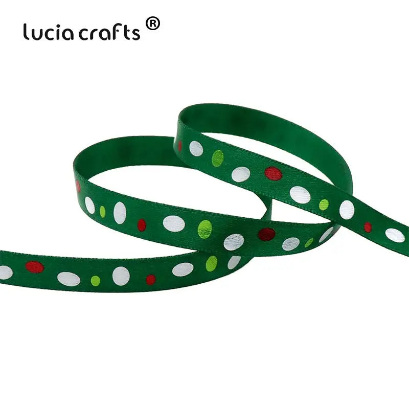 Lucia crafts 5 ярдов/12 ярдов 10 мм печатные рождественские корсажные/атласные ленты DIY рождественские вечерние упаковочные материалы T0502