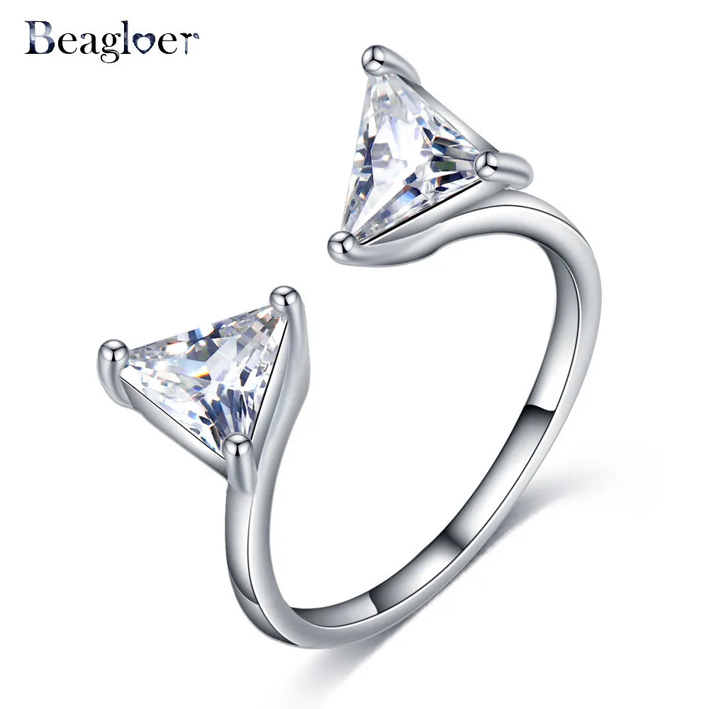 Beagloer Fashion Sparkling Zircon Silver Color Ring Women Engagement With Crystal Wedding Rings For Lady Jewelry Gift | Украшения и