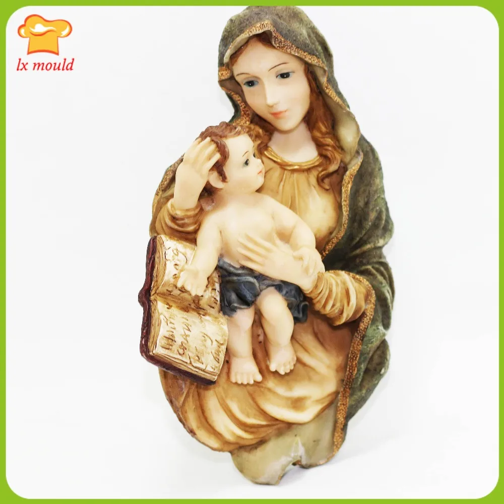 LXYY Virgin Mary Holding Baby Clay mold stampi per fragranze diffusore stampi in Silicone decorativo in pietra