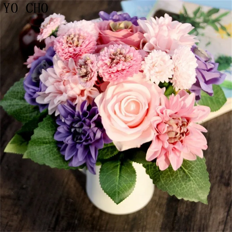 10 цветочных головок искусственные розы букет для дома вечерние искусственный