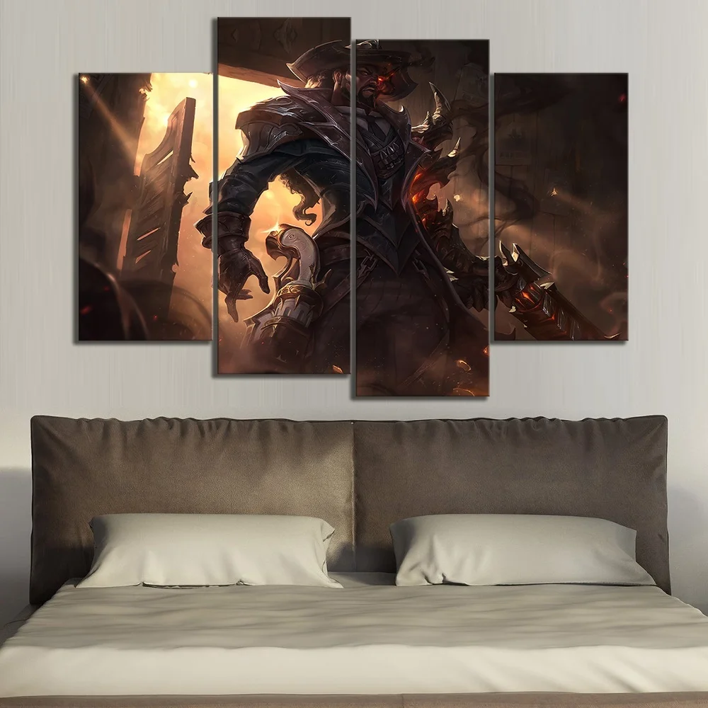 4 шт Lucian очиститель Western Shadow кожи фотографии League of Legends HD настенные картины для