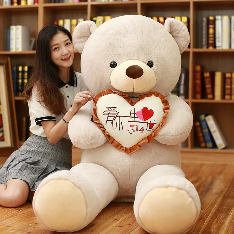 1 шт., большой плюшевый мишка I Love You, мягкая игрушка с сердечком, подарок на день Святого Валентина, День рождения, Рождество для девочек