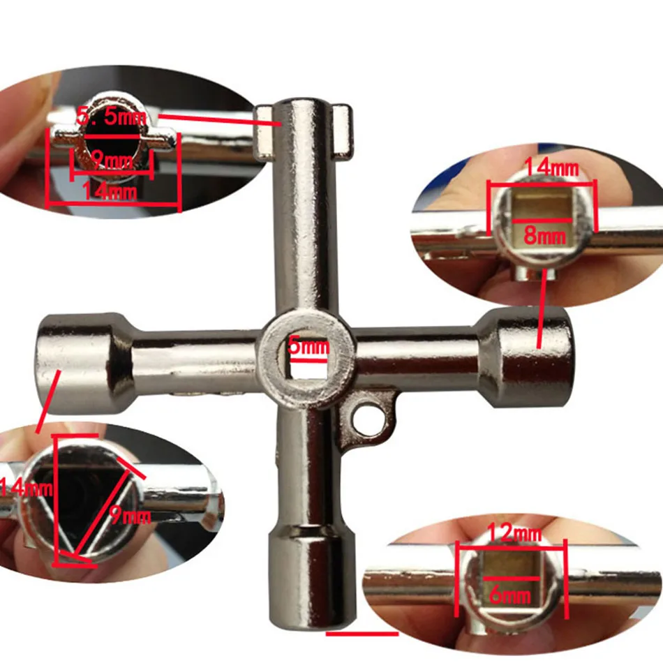 Multifunction 4 Ways Universal Triangle Wrench Key Plumber Keys For Gas Electric Meter Cabinets Bleed Radiators | Инструменты