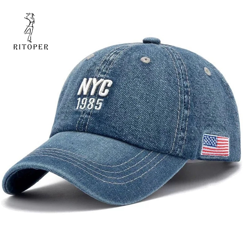 ВИНТАЖНАЯ ДЖИНСОВАЯ бейсболка RITOPER мужская Женская Кепка с вышивкой надписью |