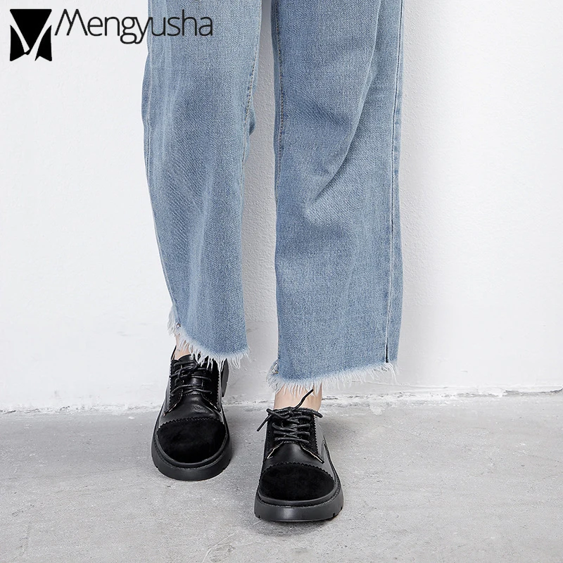 Европейская брендовая замшевая обувь на рифленой подошве Женские Лоскутные