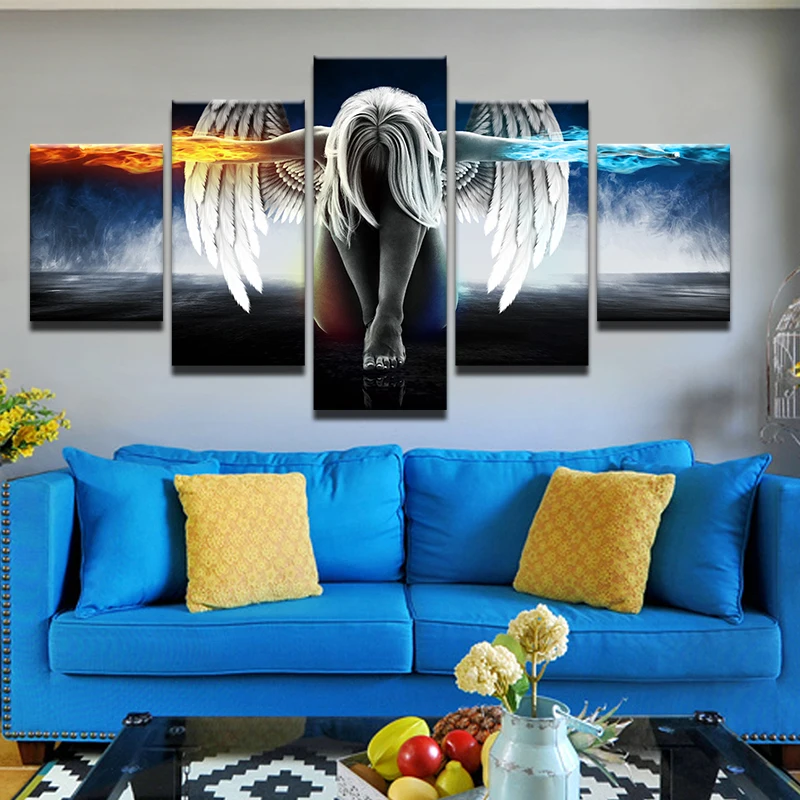 5 шт./компл. Анжелес девушки аниме демоны Холст Картина детская комната украшение
