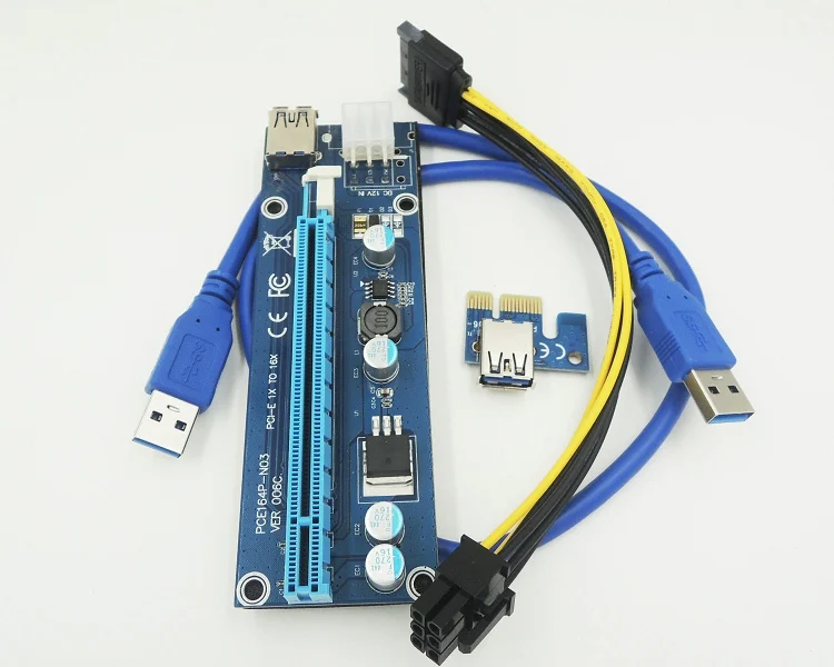 Переходная карта 5 шт./лот VER006C PCI E Express 1X до 16X USB 3 0 с кабелем удлинителем источник