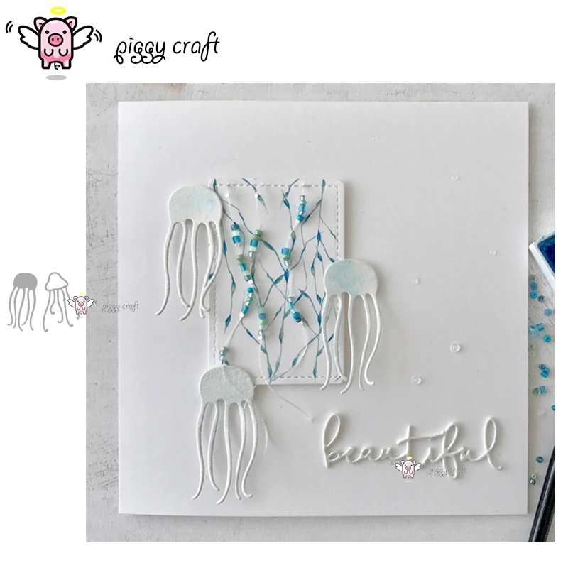 Металлические режущие штампы свинья для рукоделия 2 шт. Океаническая Медуза