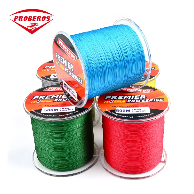 PRO BEROS бренд 500 м PE плетеная леска 4 нити 8LB 10LB 20LB 60LB 80LB 100LB мультифиламентная