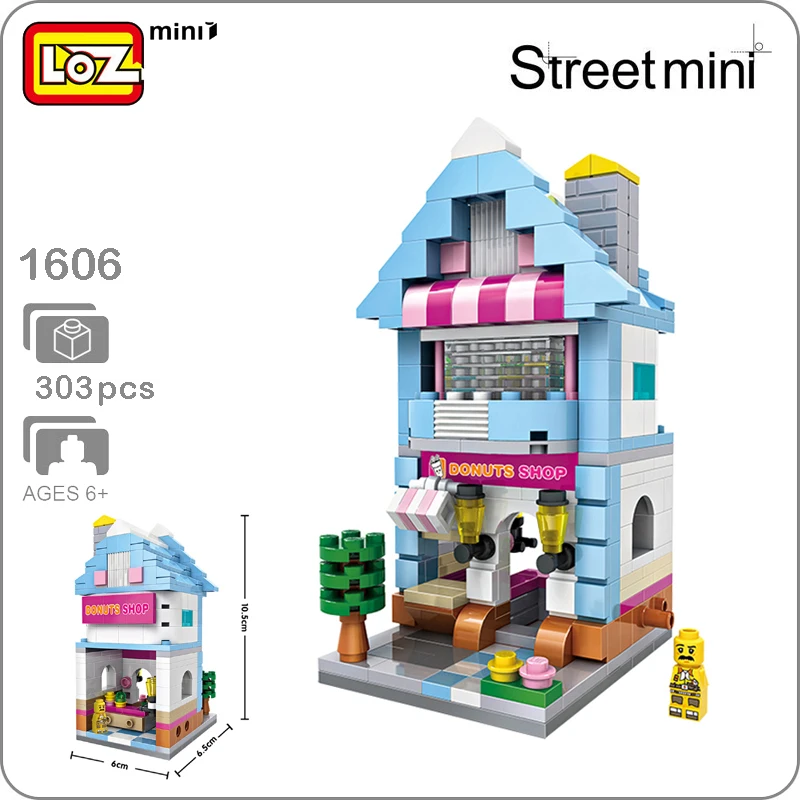 LOZ City Street 1606 сладкий еда Кондитерская магазине 3D модель 303 шт. DIY Мини Конструкторы