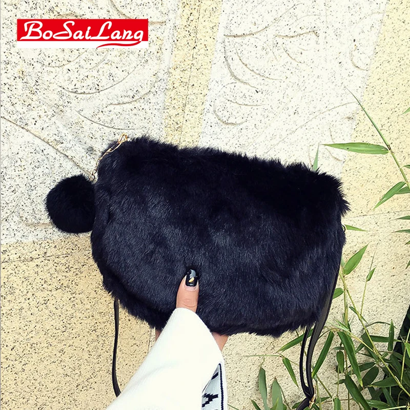 Модные женские сумки небольшой Плюшевые Сумка Девушки Кроссбоди мешок женский