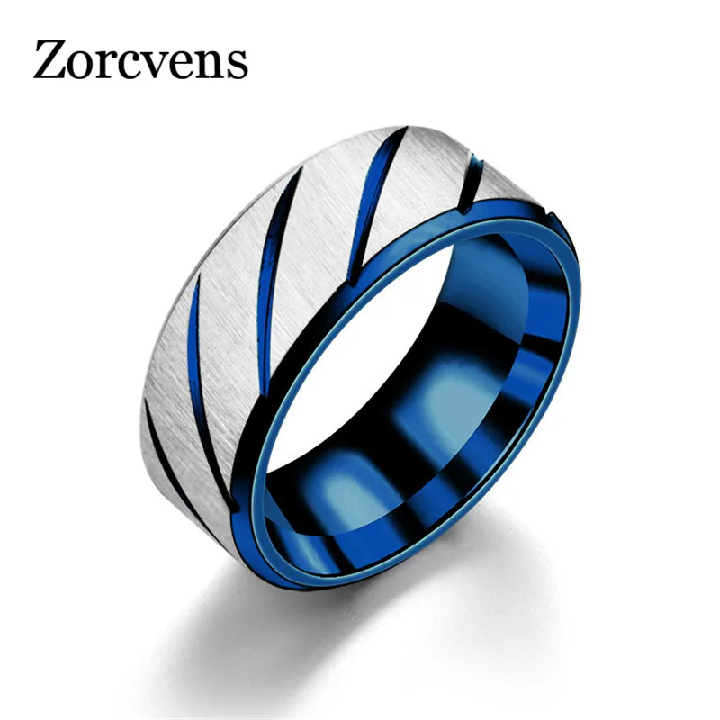 Женские обручальные кольца ZORCVENS из нержавеющей стали синего цвета 8 мм 3