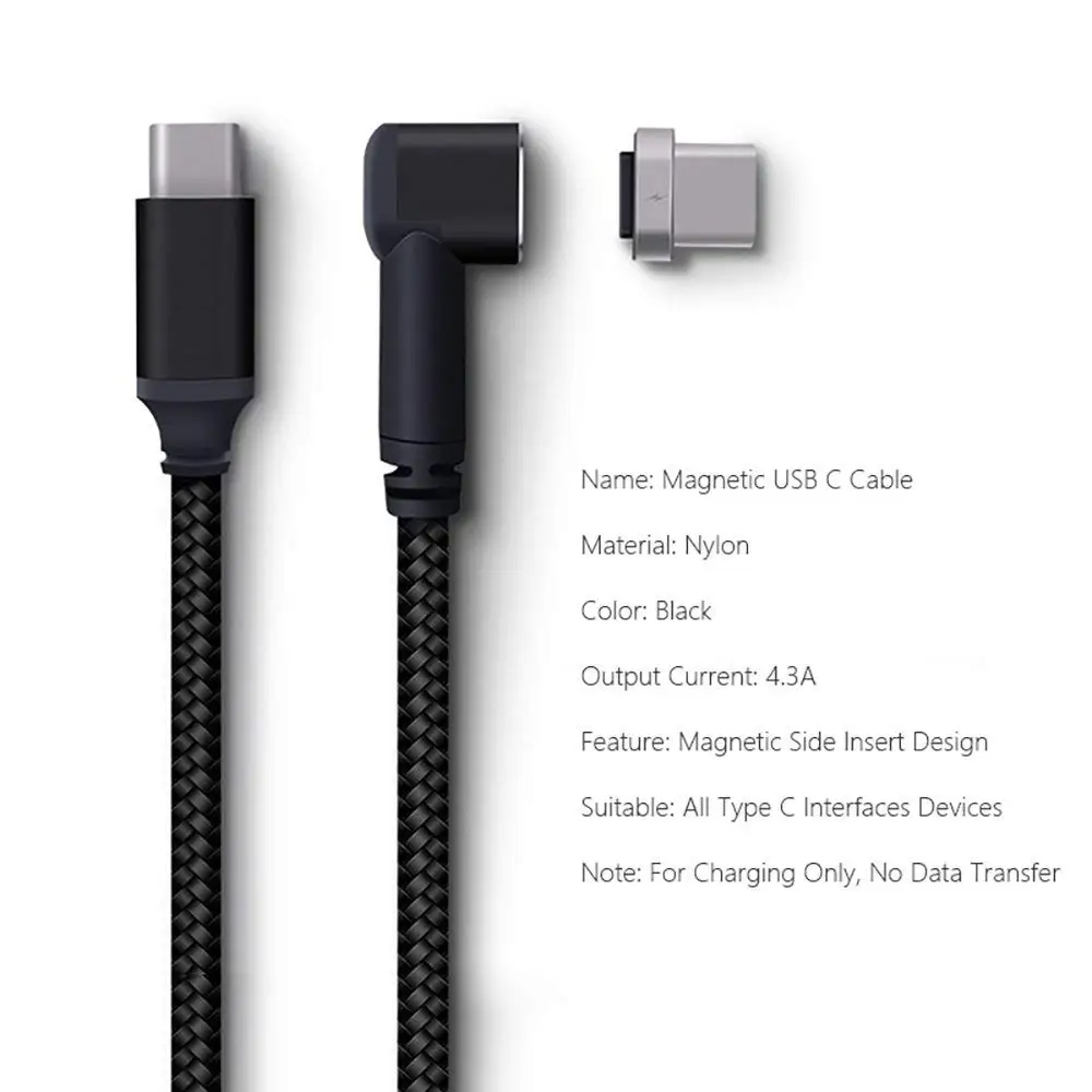 Магнитный адаптер USB C type-C на type-C PD 87W100W Быстрая зарядка L кабель для MacBook Pro, hp Spectre, lenovo Yoga, Dell XPS, MateBook