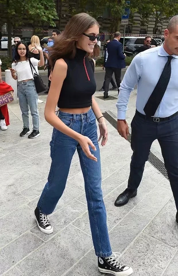 Увядшие женские джинсы Kendall Jenner того же дизайна потертые винтажные джинсы с высокой талией рваные джинсы для женщин в стиле бойфренд