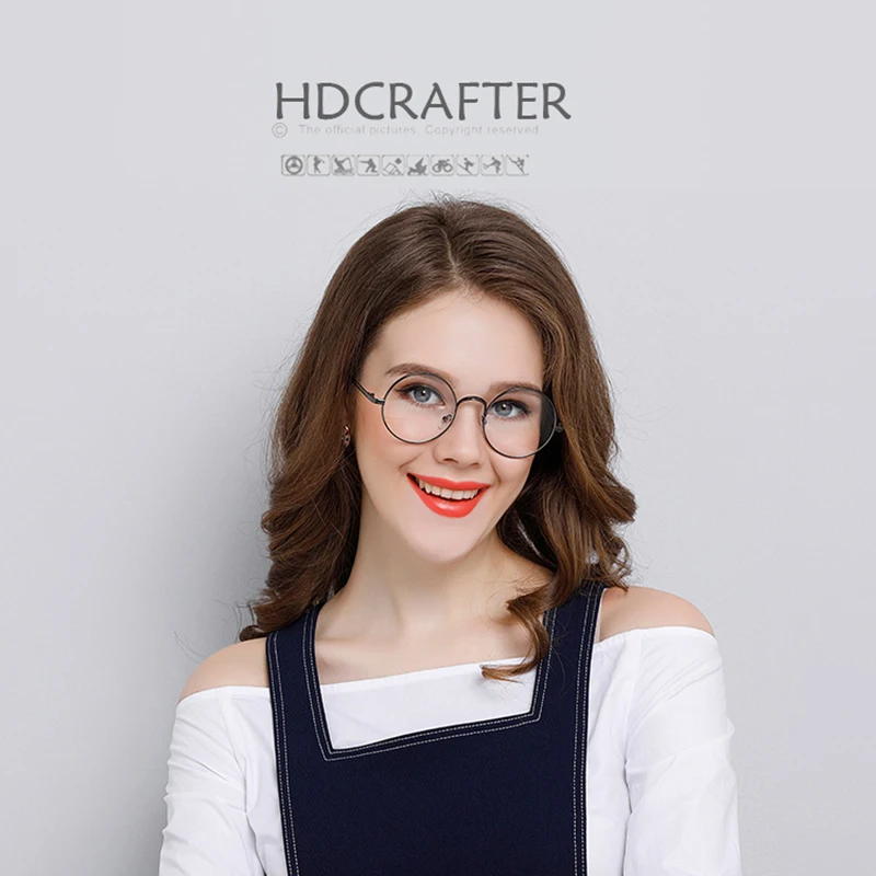 HDCRAFTER металла круглая оправа для очков Женщины Круглый Мода стеклянные женские
