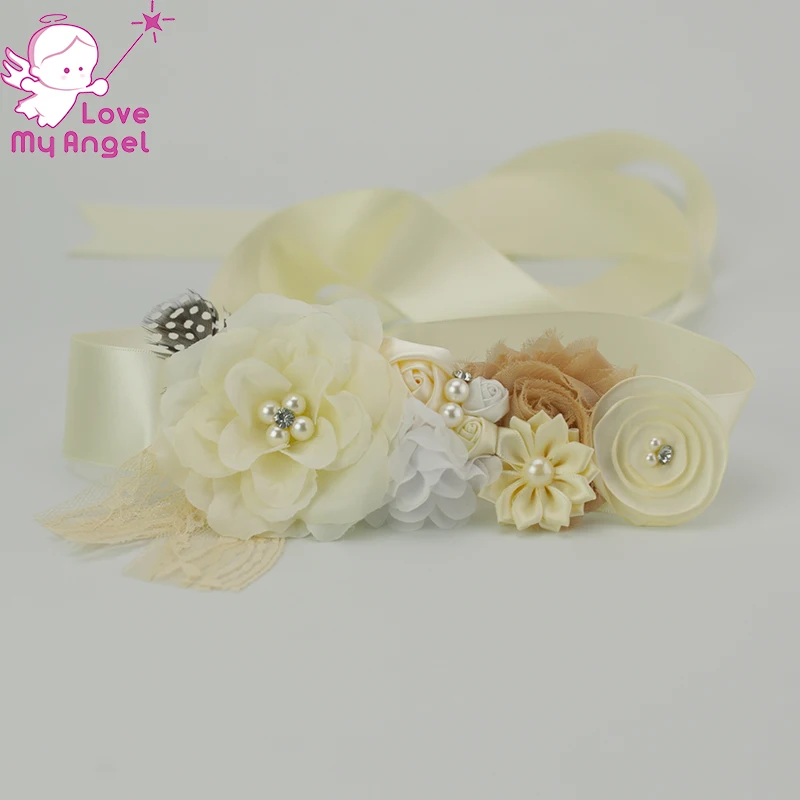 1 шт. пояс для беременных цвета слоновой кости бежевый с цветами девушки