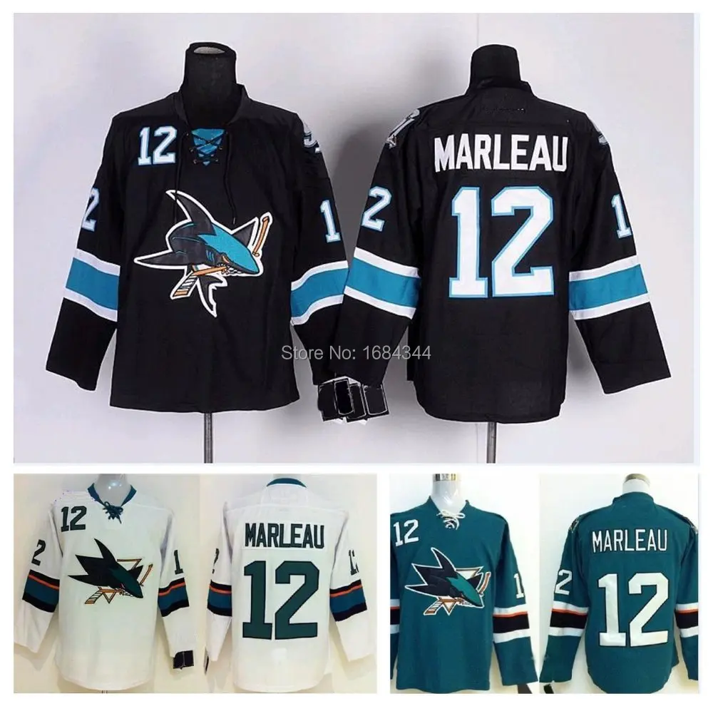 Cheap San Jose Sharks #12 Patrick Marleau Jersey Home Teal Road White Alternate Third Black Stitched Jerseys Free shipping | Спорт и