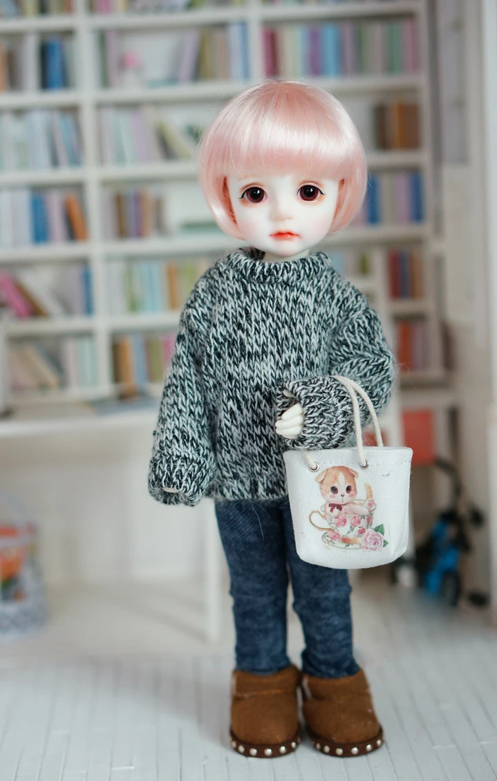 

T02-X660 Best children gift 1/6 bjd dolls Accessories handmade Cotton and linen printed handbag 1pcs