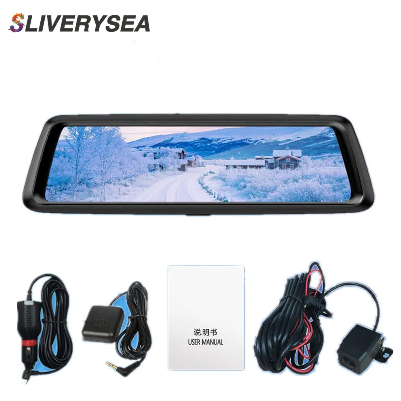 

New 10" Full Touch IPS Streaming Media Driving Recorder Rearview Mirror HD 1080P Telescopic Lens Dual Lens Dash Cam