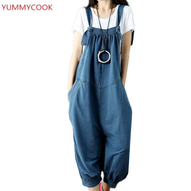 Yummycook 2018 Мода модные джинсы на подтяжках свободная повседневная женская одежда