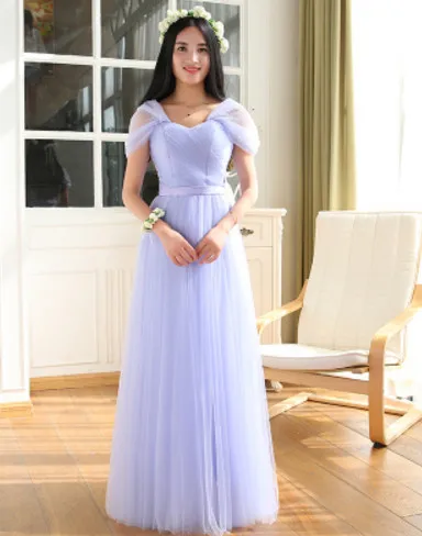 Vestido de festa Новое светло-зеленое платье подружки невесты длинное Сексуальное Милое элегантное Тюлевое вечернее платье для выпускного вечера свадебные вечерние платья - Цвет: lavender c