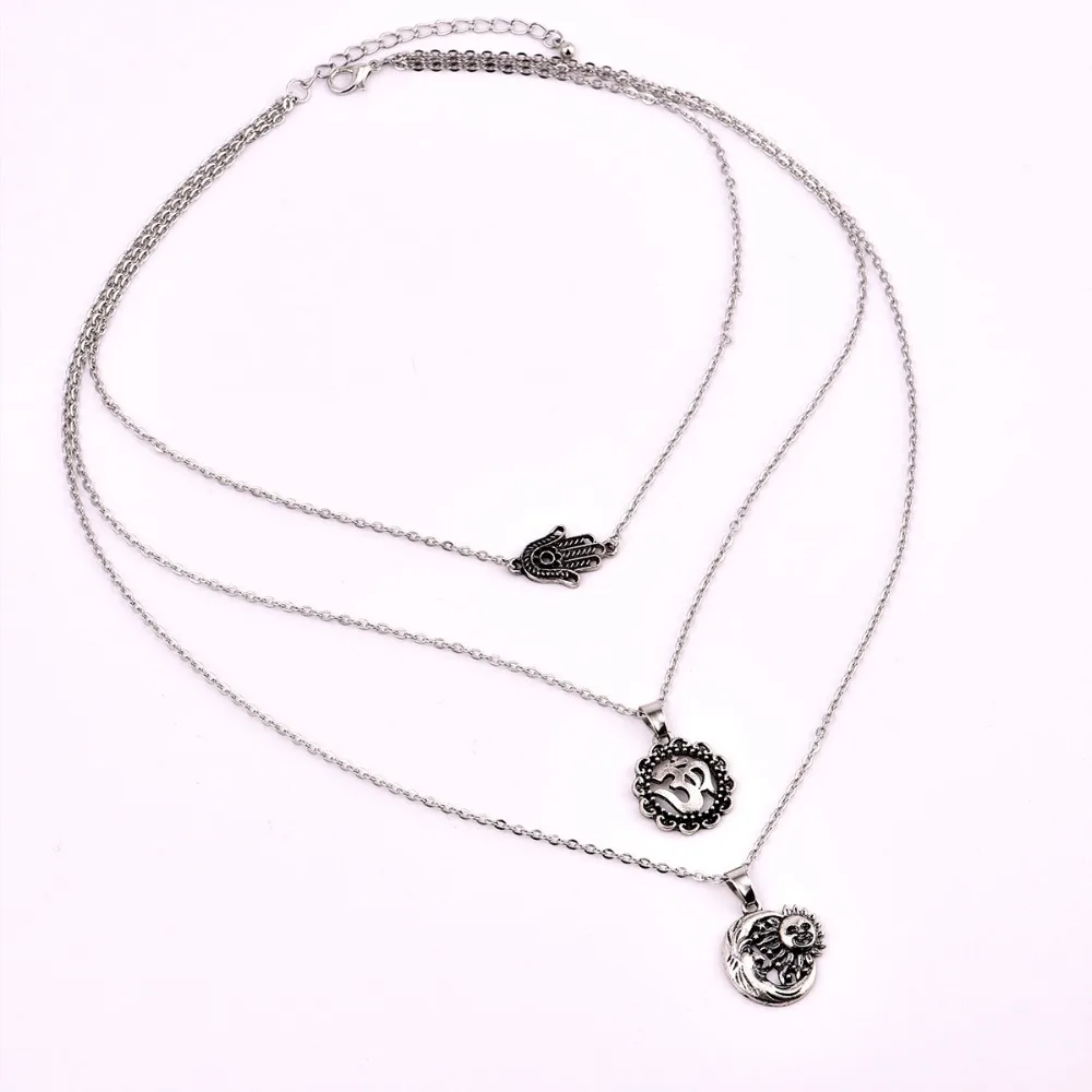 Tenande винтажное турецкое тибетского серебристого цвета 3D Солнце Луна Хамса