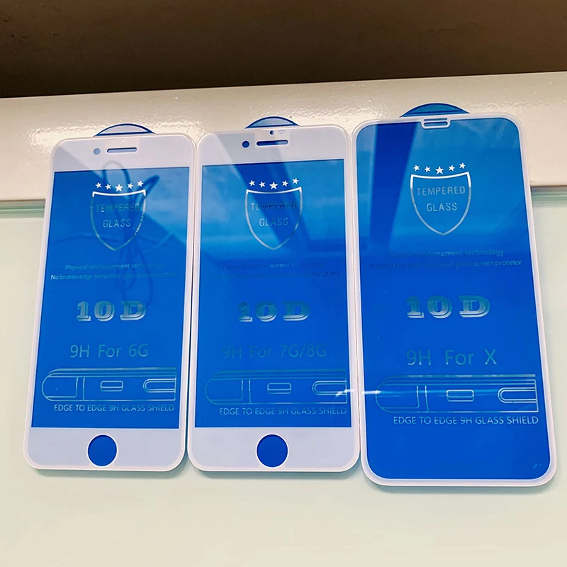 Защитное стекло 10D для iPhone 6 7 6S 8 plus X XS MAX XR iphone защита экрана на 6S|Защитные стёкла и