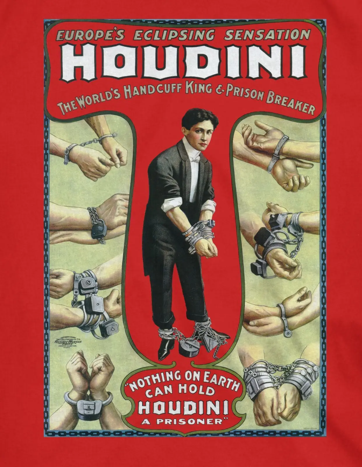 Футболка Houdini с рисунком постера волшебник 100% хлопок размеры новая мультяшная