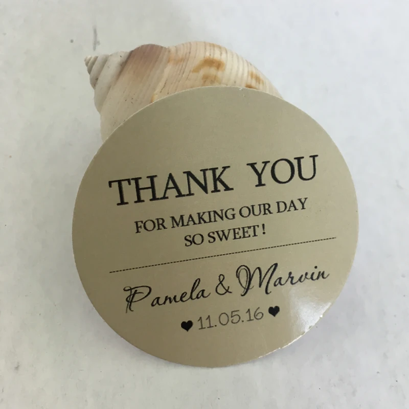 Индивидуальные круглые наклейки с надписью Thank You на свадьбу цветные ярлыки из