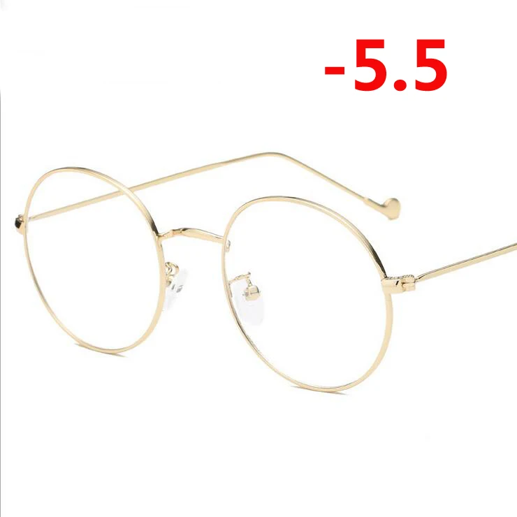 myopia 550 1,0-1,5-2,0-6,0 готовые очки для близорукости унисекс Ультра-светильник металлическая Золотая оправа Очки для близорукости с градусом - Цвет оправы: myopia 550
