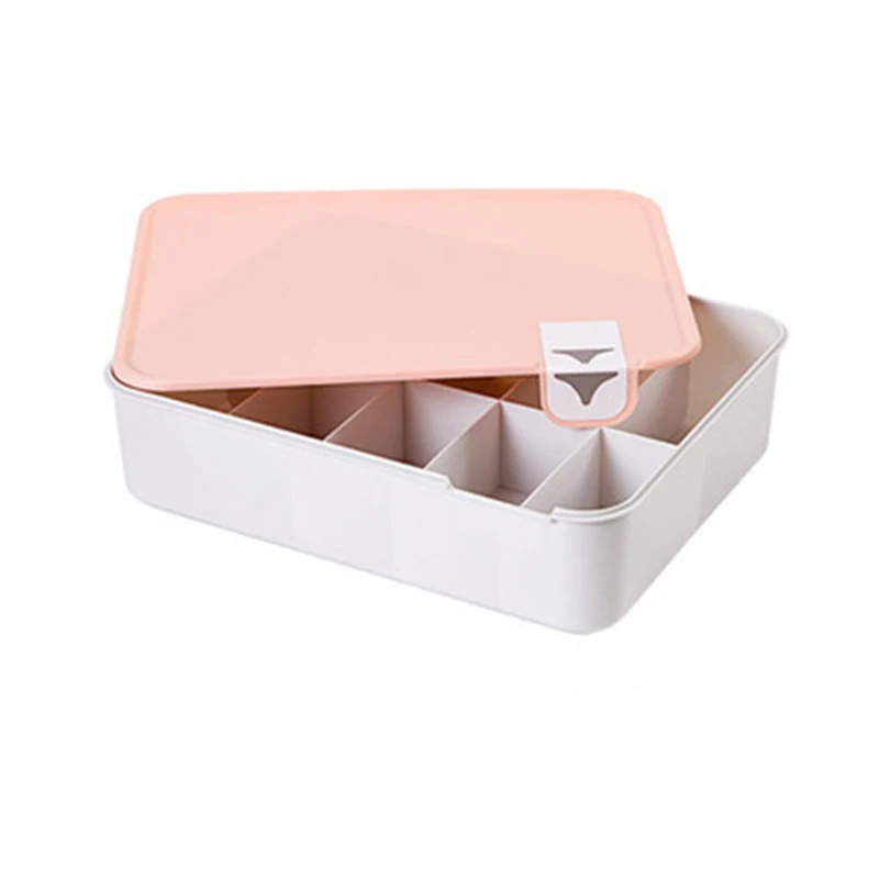 15grid pink 1 шт. нижнее белье бюстгальтер шарф носки Коробка для хранения Органайзер с крышкой водонепроницаемый пластиковый ящик шкаф органайзеры коробки многофункциональные - Цвет: 15grid pink