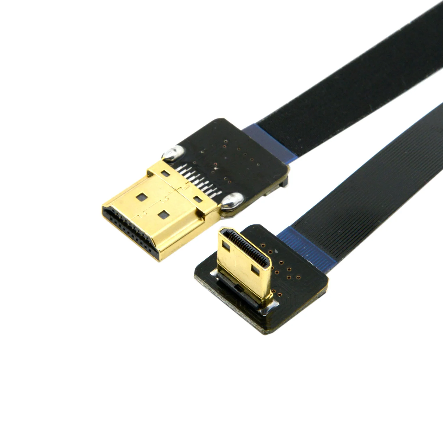 

CYDZ 90 Degree Down Angled FPV Mini HDMI-compatible Male to HDMI-compatible Male FPC Flat Cable 20cm