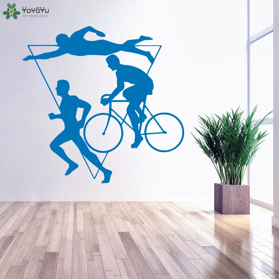 Спортивная мужская Наклейка на стену для плавания езды велосипеде и бега