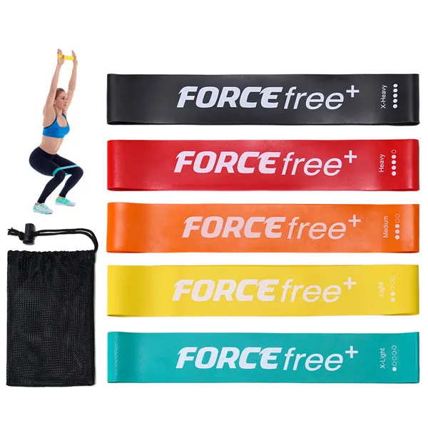 FF LOGO Forcefree+ 5 шт. Нескользящие резистивные петли набор натуральный латексный эластичный ремешок для фитнес экспандер с сумкой для переноски - Цвет: FF LOGO