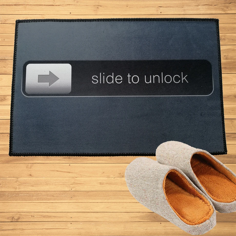 

Slide To Unlock Doormat Entrance Welcome Mat Hallway Doorway Bathroom Bedroom Kitchen Rugs Floor Mats Carpet, free shipping