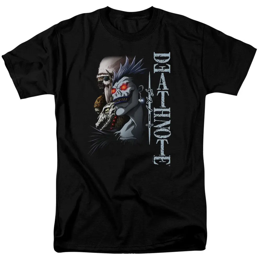 100% Хлопковая мужская летняя футболка с принтом Death Note Shinigami Лицензированная для