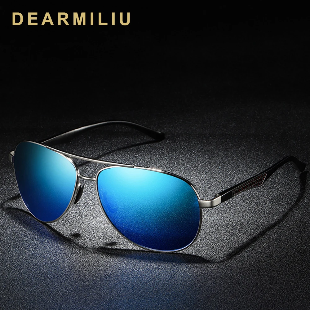 

DEARMILIU Unisex 2019 Pilot Sunglasses Men Polarized Driving Spring Leg Mirror Sunglasses UV400 Frame Eyewear Gafas De So Shades