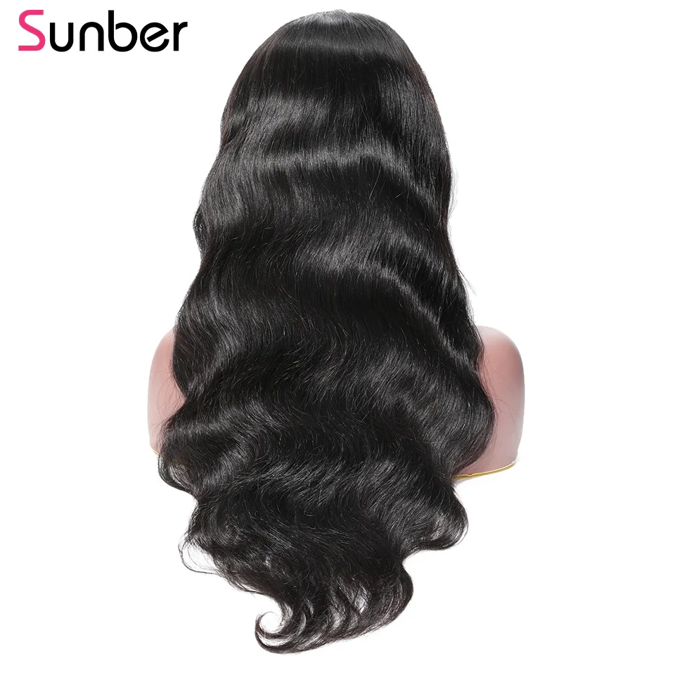 Sunber волосы объемная волна полная кружевная Передняя Remy человеческие волосы парики предварительно сорванные бразильские кружевные парики с детскими волосами 150% Плотность