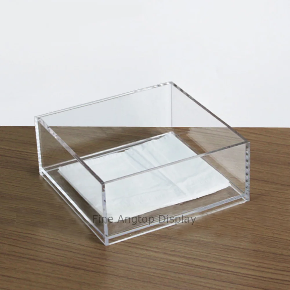 Acrylic Cube Display Stand Square 5 Sided Box 130x130x70mm Jewelry Shop Holder