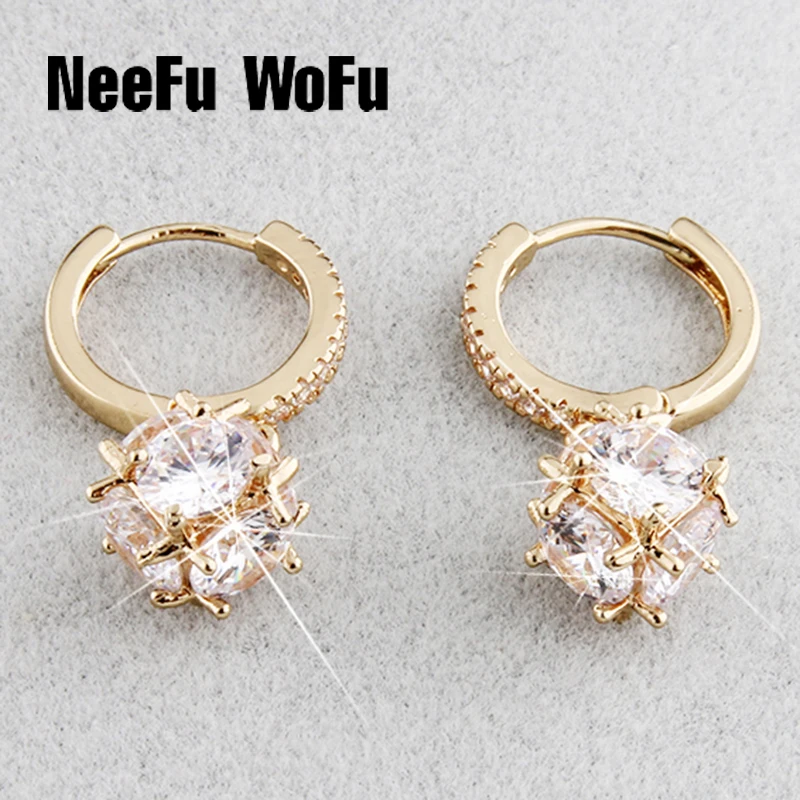 Женские серьги гвоздики Медная Инкрустация камнем с кубическим цирконием