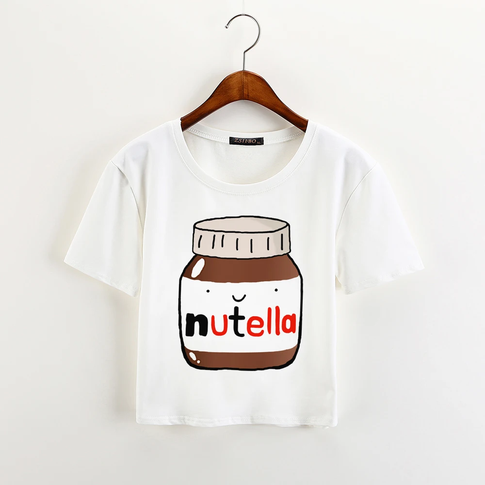 01 Летние женские белые топы с принтом, короткий рукав, Nutella, рубашки Harajuku, фитнес, женская мода, Kawaii, футболка BANVDD01 - Цвет: 01