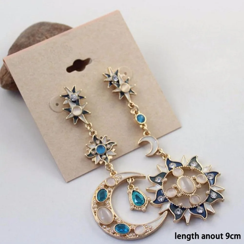 Бохо серьги подвески смолы звезда Солнце Луна Шарм длинные новый богемный горный