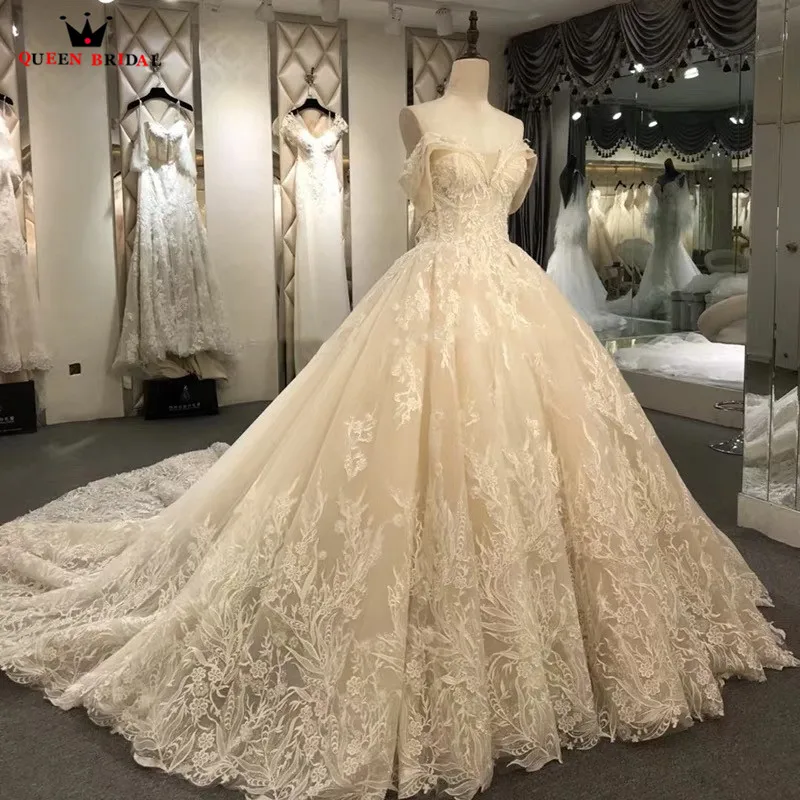 

Винтажное Роскошное Свадебное платье из тюля, с пышными рукавами-крылышками и цветочной аппликацией на заказ, новинка 2021, свадебное платье ...
