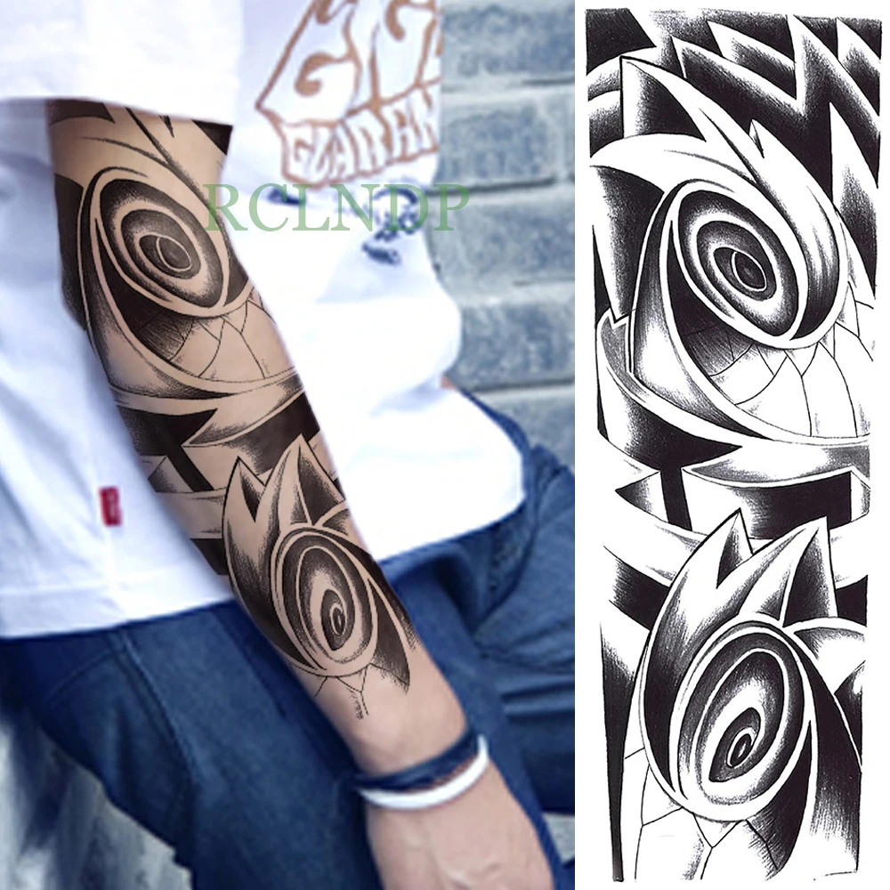 Waterproof Temporary Tattoo Sticker Tribal Totem eye full arm fake tatto flash tatoo sleeve large size for men women lady | Красота и