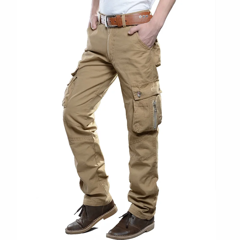 ZOOB MILEY Plus Size Men's Cargo Pants Casual Trousers Multi Pocket Overalls Loose Fit 100%Cotton Not Include the Belt | Мужская